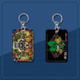 Funny Rat Fink 1Pc PU Leather Card Holder Keychain Key Ring Door Lock Access Tags ID Card Case Keychain Card