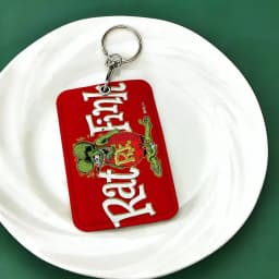 Funny Rat Fink 1Pc PU Leather Card Holder Keychain Key Ring Door Lock Access Tags ID Card Case Keychain Card