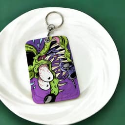 Funny Rat Fink 1Pc PU Leather Card Holder Keychain Key Ring Door Lock Access Tags ID Card Case Keychain Card