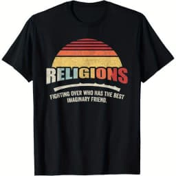 Bag Some Rays Retro Atheist Science Crew Neck T-Shirt Classic Fit Black Cotton Summer Casual and Comfortable T-shirt