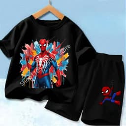 Red Spider Printed Children Print T-shirt Summer Clothes 3-12Yrs Boys Girls Short-sleeved Top+Shorts Casual Sports Set Clothing