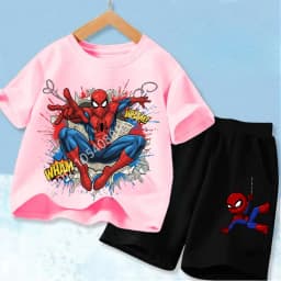 Red Spider Printed Children Print T-shirt Summer Clothes 3-12Yrs Boys Girls Short-sleeved Top+Shorts Casual Sports Set Clothing