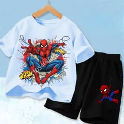 Red Spider Printed Children Print T-shirt Summer Clothes 3-12Yrs Boys Girls Short-sleeved Top+Shorts Casual Sports Set Clothing