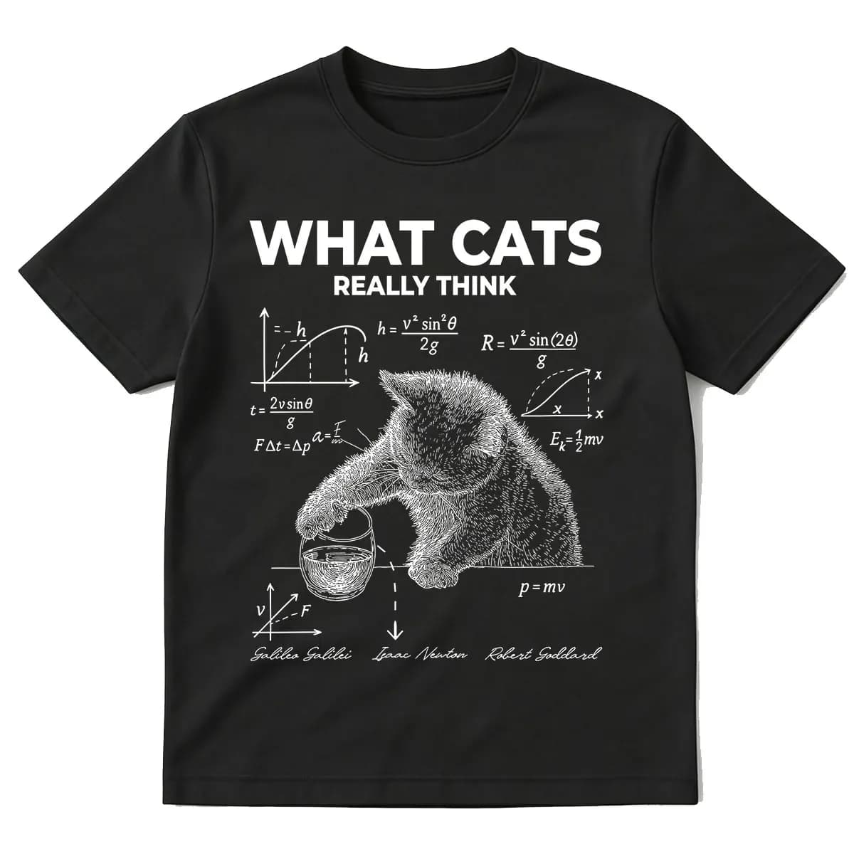 Funny What Cat Really Think T-shirt Physics Quantum Mechanics Print T-shirts Cotton Casual Oversized Short Sleeve T Shirts Tops