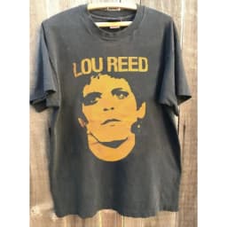 Charcoal gray short sleeved men's and women's T-shirt Lou Reed facial pattern
