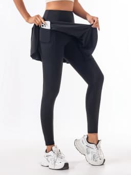 Plus Size Women's Fake Two-Piece Yoga Pants High Waist Quick Dry Sports Pants Running Fitness Leggings With Skirt Overlay