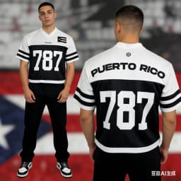 New Puerto Rico 787 Football Jersey Unisex Jersey Fashion Y2k V-neck Men's Top Summer Men's Sport Tshirt
