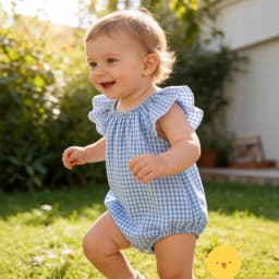 Summer neutral infant multi-color plaid flying sleeves cute Romper