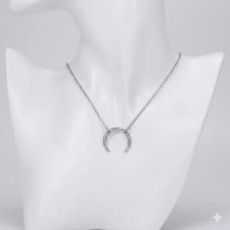 Hiraeva 15mm Crescent Moon Pendant Necklace for Women Stainless Steel Dainty Minimalist Horn Choker Adjustable Jewelry