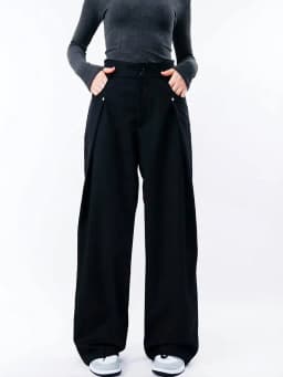 Drape Causal Wide Leg Pants Men Loose Streetwear Harajuku Work Wear Business Suit Pants Korean Baggy Cool Black/Gray Trousers