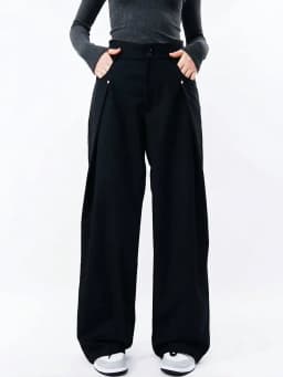 Drape Causal Wide Leg Pants Men Loose Streetwear Harajuku Work Wear Business Suit Pants Korean Baggy Cool Black/Gray Trousers
