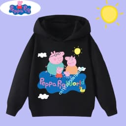 Peppa Pig Boys' Sport Shirt with Cartoon Print - Children's Hooded Sweatshirt - Girls' Casual Top - New Children's Clothing