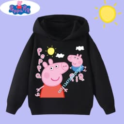 Peppa Pig Boys' Sport Shirt with Cartoon Print - Children's Hooded Sweatshirt - Girls' Casual Top - New Children's Clothing