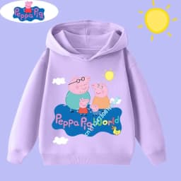 Peppa Pig Boys' Sport Shirt with Cartoon Print - Children's Hooded Sweatshirt - Girls' Casual Top - New Children's Clothing