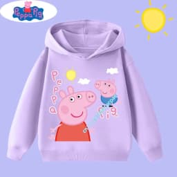 Peppa Pig Boys' Sport Shirt with Cartoon Print - Children's Hooded Sweatshirt - Girls' Casual Top - New Children's Clothing
