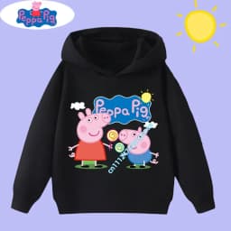 Peppa Pig Boys' Sport Shirt with Cartoon Print - Children's Hooded Sweatshirt - Girls' Casual Top - New Children's Clothing