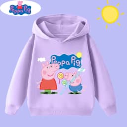 Peppa Pig Boys' Sport Shirt with Cartoon Print - Children's Hooded Sweatshirt - Girls' Casual Top - New Children's Clothing