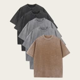 Men's Oversized Solid T-Shirts 5 Pack Loose Retro O Neck Streetwear Summer Casual Plus Size Tees