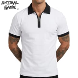 Summer Men's Zipper Short Sleeve Polo Shirts Casual Color Block T-Shirt Lightweight Shirts for Men New Laple Wicking Streetwear