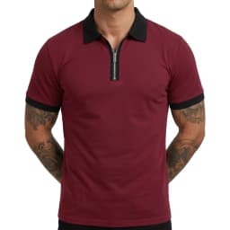 Summer Men's Zipper Short Sleeve Polo Shirts Casual Color Block T-Shirt Lightweight Shirts for Men New Laple Wicking Streetwear