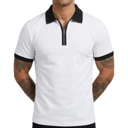 Summer Men's Zipper Short Sleeve Polo Shirts Casual Color Block T-Shirt Lightweight Shirts for Men New Laple Wicking Streetwear