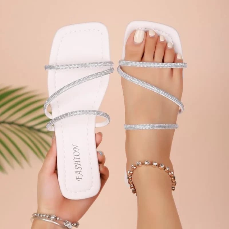 Summer Elegant Square Toe Sexy Flat Slippers Fashionable Best Selling New Comfortable Plus Size Women's Shoes