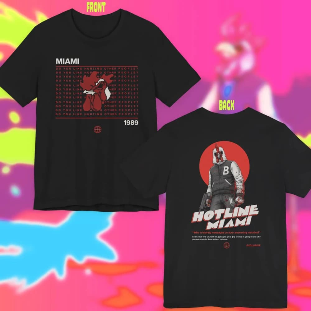 Miami Hotline graphic T-shirt Retro Miami 1989 pixel art pure cotton couple's streetwear shirt for all seasons oversized t shirt