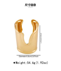 Exaggerated wide geometric metallic open bracelet, fashionable and stylish irregular design hand accessory