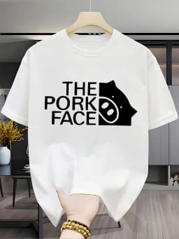 Fun Parody T-shirt Cute Pork Face Women's Comfortable Home Clothes Round Neck Unisex Daily Wear