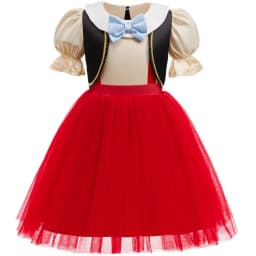 Kids Pinocchio Princess Dress Costume Classic Storybook Character Outfit with Hat Bow Gloves Long Nose for Halloween Dress Up