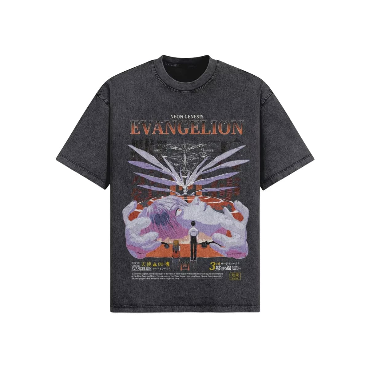 2026 Evangelion Anime EVA Printed T-shirt Men's and Women's Washed T-shirt High Quality Vintage Cotton T-shirt Harajuku Y2K Tops