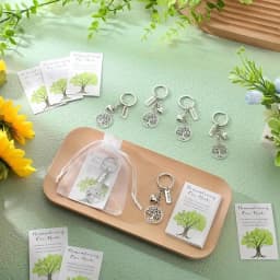 10-100sets Life Tree Keychains with Gift Bag Remembering Our Roots Card Family Party Decorative Keyring Gift for Family Day
