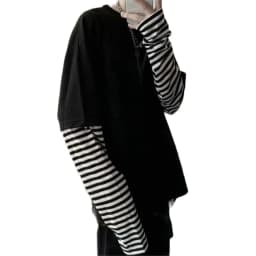 Black Striped Patchwork T-Shirt Men Autumn Oversize Women Tops Solid Long Sleeve Handsome T Shirt Fashion Japanese Couple Trend
