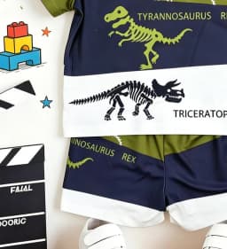 Cool Style Dinosaur Skeleton Print Boys Short Sleeve Shorts Set New Arrival