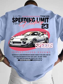 New Men's Tokyo JDM Supra T-Shirt Speeding Limit Victory Print Streetwear Crew Neck Short Sleeve Polyester Tops S-XXL
