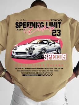 New Men's Tokyo JDM Supra T-Shirt Speeding Limit Victory Print Streetwear Crew Neck Short Sleeve Polyester Tops S-XXL