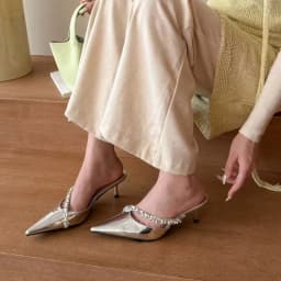 Sexy silver stiletto platform slippers - Summer fairy charm chain-toe flip-flops - Fashionable and comfortable women's shoes
