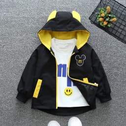 Spring Autumn Baby Boys Girls Hooded Jacket Fashion Solid Letter Print Outerwear for 1-6 Years Kids Children Windbreaker Coat
