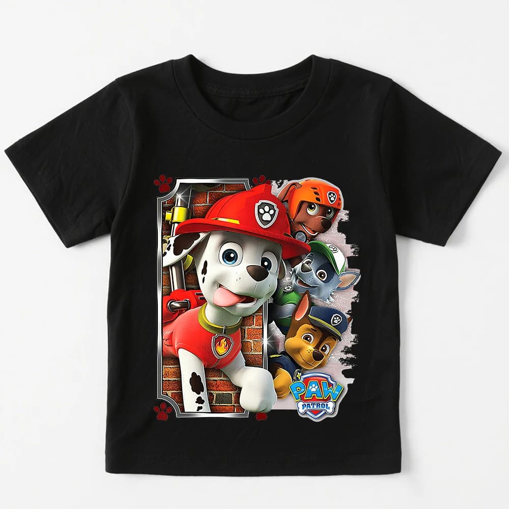 Kids Paw Patrol Cartoon Graphic T Shirt Cotton Casual Short Sleeve Tee Boys Girls Summer Toddler Clothing