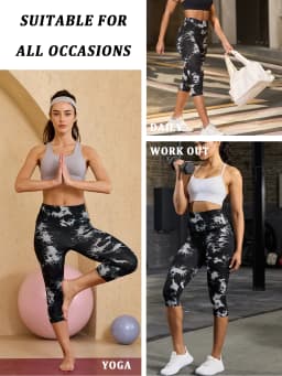 Women's High Waisted Capri Pants Super Soft Tummy Control No See Through Workout Yoga Running Athletic Gym Leggings