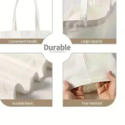1pc Cartoon White Stick Figure Puppy Canvas Tote Bag Reusable EcoFriendly Shopper Purse Bag Spacious Commute Daily Use Gift