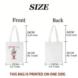 1pc Cartoon White Stick Figure Puppy Canvas Tote Bag Reusable EcoFriendly Shopper Purse Bag Spacious Commute Daily Use Gift