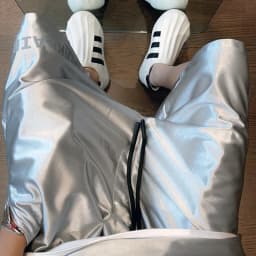 Men Shiny Silver Casual Shorts with Pockets Oversize Elastic Waist American Trendy Sports Pants Glossy Party High Street Bottoms