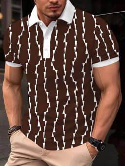 2026 Summer New Style Men's Short-Sleeved Polo Shirt with 3D Pattern Printing for Street Casual Fashion and Breathability