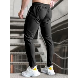 Men's Ice Silk High Elastic Breathable Trousers With Drawstring Zipper Pockets Casual Sports Trousers Gym Sportswear Gift Man