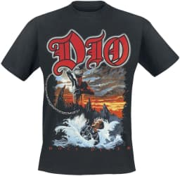 Dio Band Sacred Heart Double Sided Print T Shirt, 100% Cotton Casual Neutral Tee, Heavy Metal Streetwear for Fans, Breathable