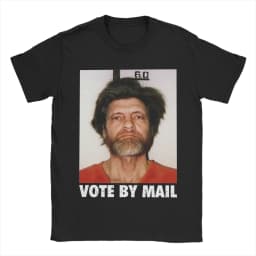 Men T-Shirt Ted Kaczynski Vintage 100% Cotton Tee Shirt Short Sleeve Ted Glasses Cool Unabomber T Shirt Crewneck Clothes