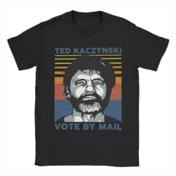 Men T-Shirt Ted Kaczynski Vintage 100% Cotton Tee Shirt Short Sleeve Ted Glasses Cool Unabomber T Shirt Crewneck Clothes