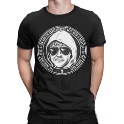 Men T-Shirt Ted Kaczynski Vintage 100% Cotton Tee Shirt Short Sleeve Ted Glasses Cool Unabomber T Shirt Crewneck Clothes
