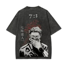 Kento Nanami T Shirt Men Jujutsu Kaisen 7:3 Ratio Vintage Acid Wash Streetwear Retro Japanese Anime Graphic Tees 2026 New Summer
